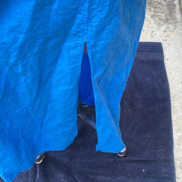 Zara linen blend gorgeous royal blue midi slit dress w/ great spaghetti straps - Picture 5 of 15